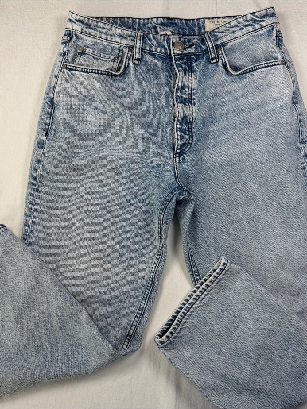 rag & bone Alex High Rise Ankle Straight Jeans 30 Light Wash Button Fly women's